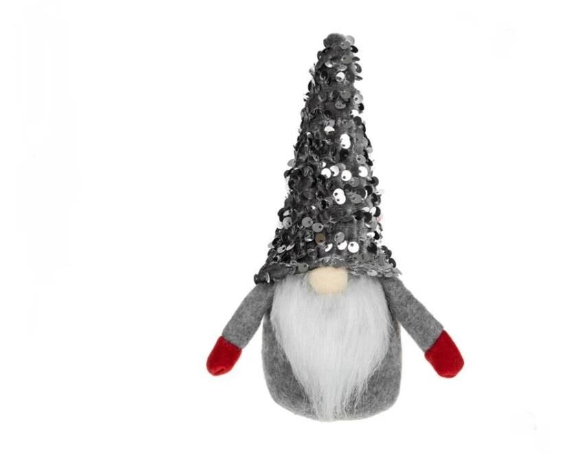 GRİ PAYETLİ CÜCE DEKOR 17CM