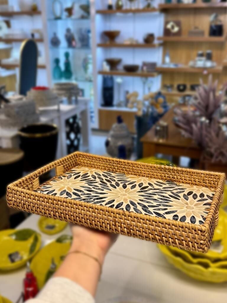 RATTAN SEDEFLİ TEPSİ 26X36X5CM