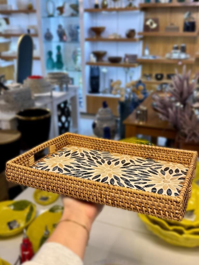 RATTAN SEDEFLİ TEPSİ 26X36X5CM