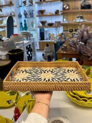 RATTAN SEDEFLİ TEPSİ 26X36X5CM