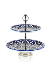 CORALLO MAVİ 2 KATLI KEK PASTA SERVİSİ 13X11X11CM