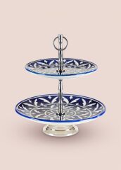 CORALLO MAVİ 2 KATLI KEK PASTA SERVİSİ 13X11X11CM
