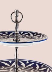 CORALLO MAVİ 2 KATLI KEK PASTA SERVİSİ 13X11X11CM