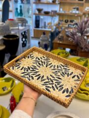 RATTAN SEDEFLİ TEPSİ 23X32X3CM