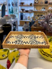 RATTAN SEDEFLİ TEPSİ 23X32X3CM