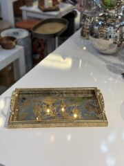 ALTIN ESKİTME DAL DESEN DİKDÖRTGEN TEPSİ 40X25CM