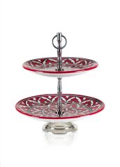 CORALLO KIRMIZI 2 KATLI KEK PASTA SERVİSİ 13X11X11CM