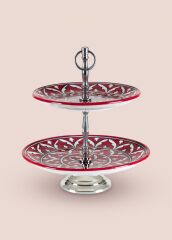 CORALLO KIRMIZI 2 KATLI KEK PASTA SERVİSİ 13X11X11CM