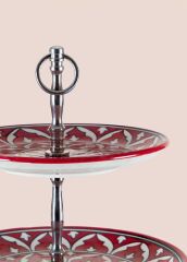 CORALLO KIRMIZI 2 KATLI KEK PASTA SERVİSİ 13X11X11CM