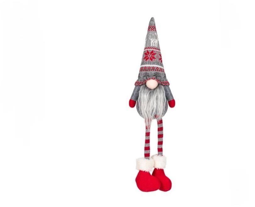 KIRMIZI GRİ OTURAN NOEL CÜCE DEKOR 35CM