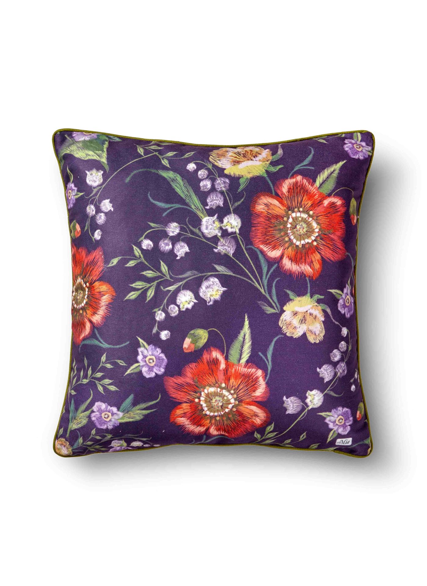 FLORAL MOR ÇİÇEKLİ YASTIK 50x50cm