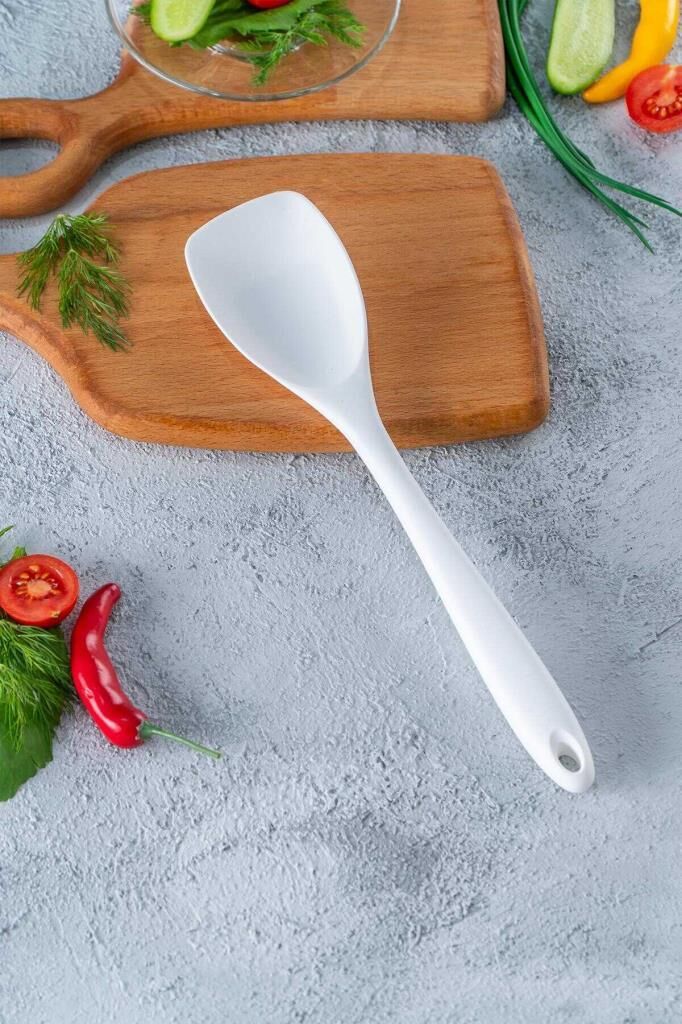 BEYAZ SİLİKON YASSI KAŞIK 28CM