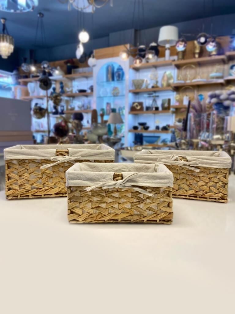 BEJ HASIR 3'LÜ DÜZENLEYİCİ KUTU/SEPET