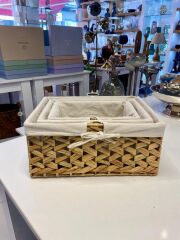 BEJ HASIR 3'LÜ DÜZENLEYİCİ KUTU/SEPET