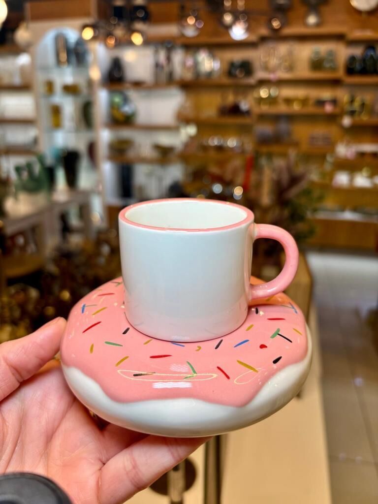 DONUT PEMBE TEK KİŞİLİK TÜRK KAHVESİ FİNCANI
