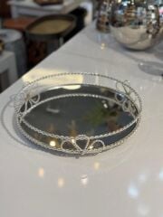 GÜMÜŞ MOTİFLİ YUVARLAK TEPSİ 36CM