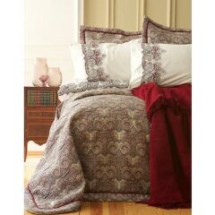 HÜMA BORDO NAKIŞLI NEVRESİM&BATTANİYE SETİ