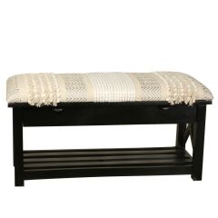 KREM OTANTİK ÇEKMECELİ PUF 89X45X36CM
