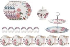 PEMBE ÇİÇEK DESEN 6 KİŞİLİK 29 PARÇA SERVİS SETİ