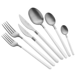 ALLEGRA WHITE MAT SILVER 42 PARÇA ÇATAL KAŞIK BIÇAK SETİ