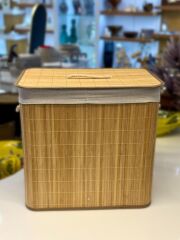 BAMBU ÇİFT BÖLMELİ KALANIR SEPET 52X32X50CM