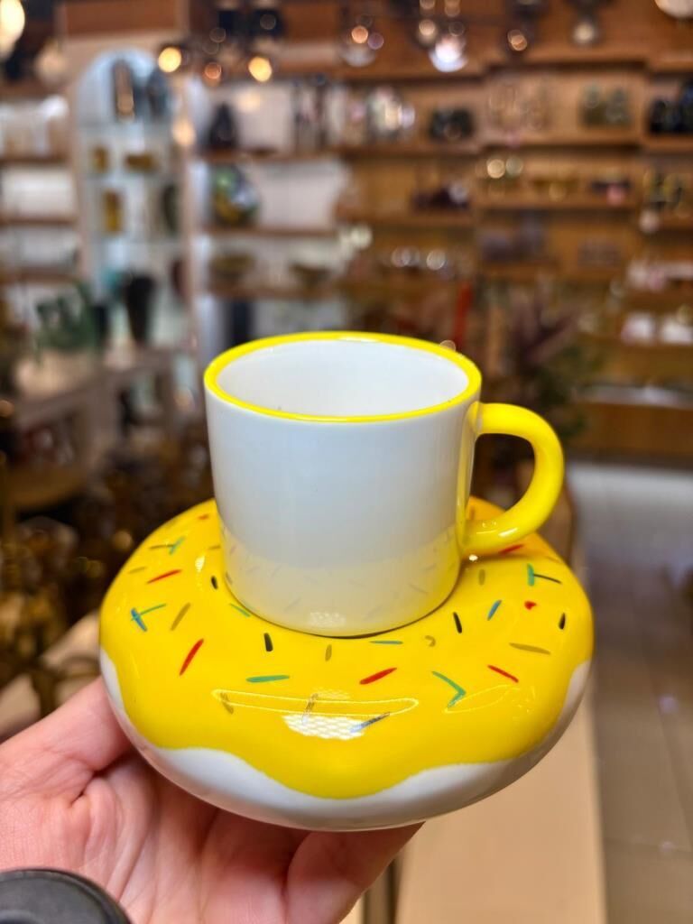 DONUT SARI TEK KİŞİLİK TÜRK KAHVESİ FİNCANI