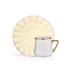 SOLID KREM WAVY TEK KİŞİLİK TÜRK KAHVESİ FİNCANI