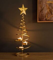ALTIN YILDIZ TEALIGHT MUMLUK DEKOR 42CM