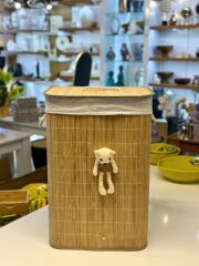 BAMBU PELUŞ AYICIKLI ÇAMAŞIR/OYUNCAK SEPETİ 40X30X60CM