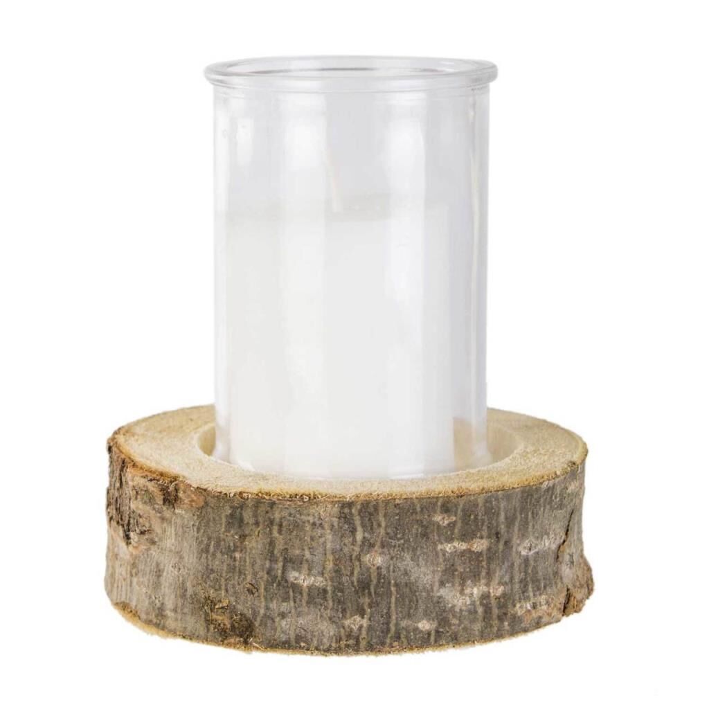 AHŞAP TABANLI CAM MUMLUK&MUM SET