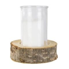 AHŞAP TABANLI CAM MUMLUK&MUM SET