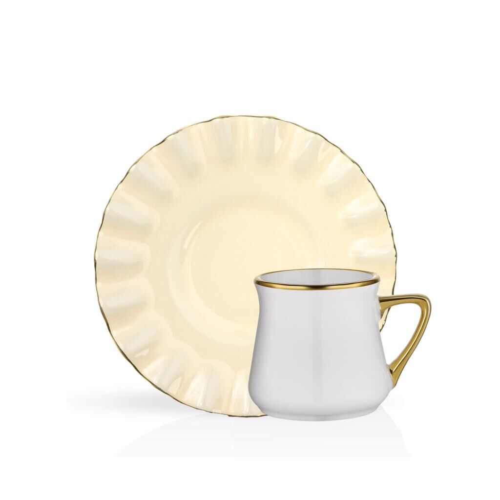 SOLID KREM WAVY 6 KİŞİLİK TÜRK KAHVESİ FİNCANI