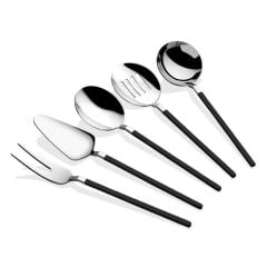 CARRE SİYAH GÜMÜŞ 5 PARÇA SOS SERVİS SETİ