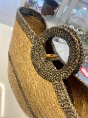 SİYAH BEJ HASIR ÇANTA 48X20X32CM