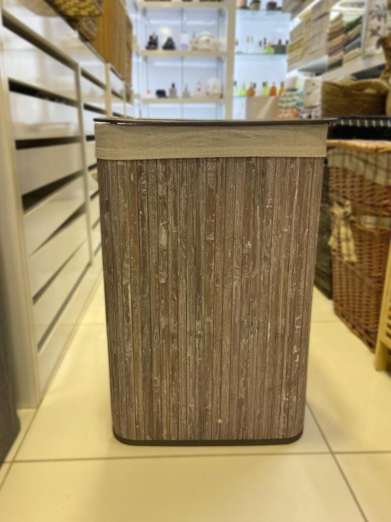 BAMBU GRİ KATLANIR ÇAMAŞIR SEPETİ 62CM