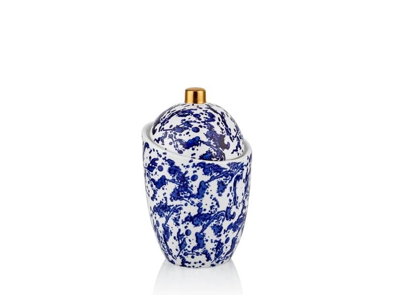 DALMATIEN MAVİ GOLD ASİMETRİK KAPAKLI VAZO 22CM