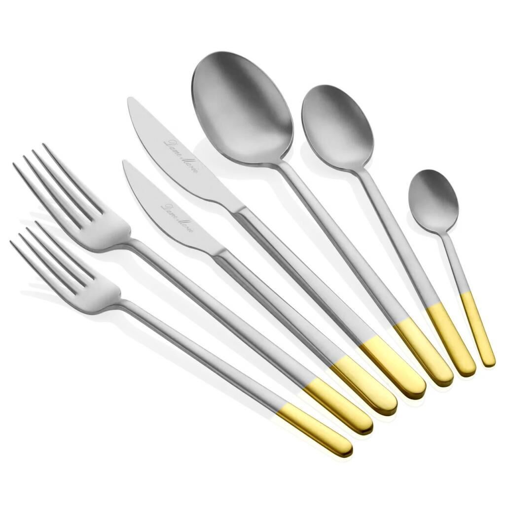 ALLEGRA YARIM DEKORLU MAT ALTIN 6 KİŞİLİK 42 PARÇA ÇATAL KAŞIK BIÇAK TAKIMI