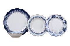 LACİVERT ÇİÇEK DESEN 6 KİŞİLİK 24 PARÇA YEMEK TAKI