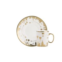 WORLD BEYAZ ALTIN 6 KİŞİLİK TÜRK KAHVESİ FİNCANI