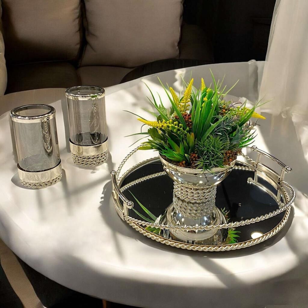 GÜMÜŞ ASİMETRİK 4 PARÇA JARDİNYER SET
