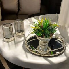 GÜMÜŞ ASİMETRİK 4 PARÇA JARDİNYER SET