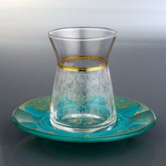 CANSU TURKUAZ  ÇAY BARDAK SETİ 6 KİŞİLİK