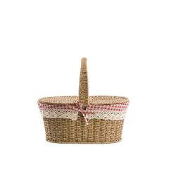 SENTETİK HASIR OVAL KAPAKLI PİKNİK SEPETİ 39CM