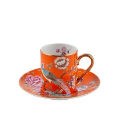 TURUNCU TAVUS KUŞU TEK KİŞİLİK TÜRK KAHVESİ FİNCANI