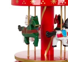 KIRMIZI YEŞİL MÜZİKLİ NOEL ATLI KARINCA DEKOR 18CM