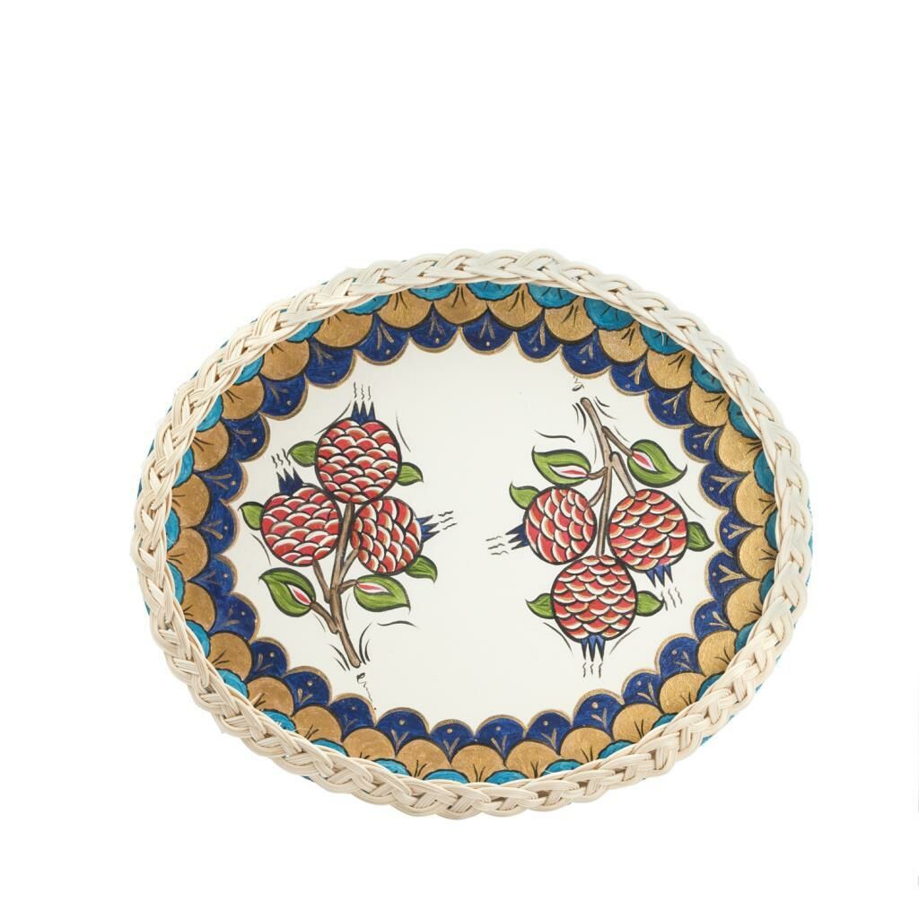 MAVİ DESENLİ HASIR TEPSİ 33X28CM