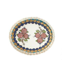 MAVİ DESENLİ HASIR TEPSİ 33X28CM