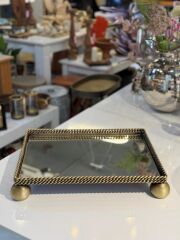 ALTIN ESKİTME TOP AYAKLI 4 PARÇA DİKDÖRTGEN JARDİNYER SET