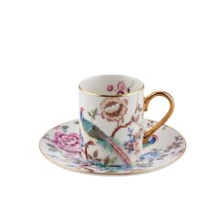 BEYAZ TAVUS KUŞU TEK KİŞİLİK TÜRK KAHVESİ FİNCANI