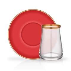 KIRMIZI 6 KİŞİLİK ÇAY SETİ